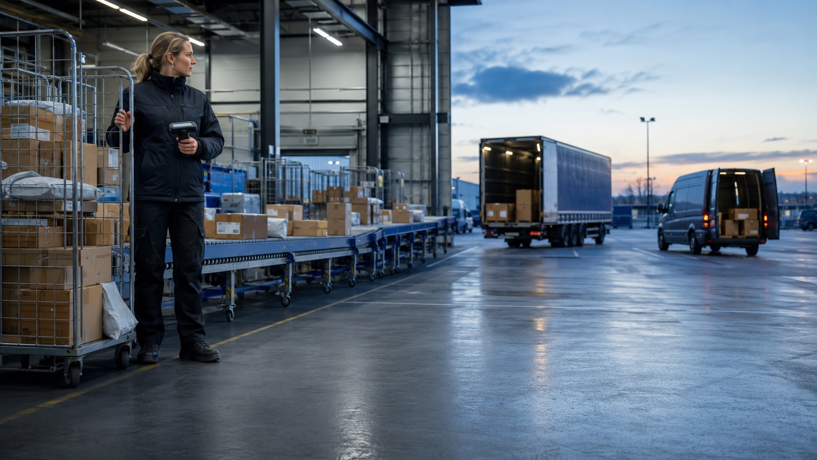 Cross-border ecommerce logistics coordination across warehouse operations, freight and parcel delivery
